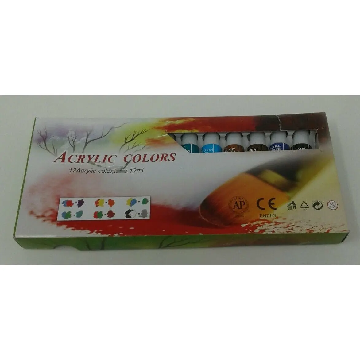 Acrylic Colors 12 Pack Lead-Free And Phthalate-Free Crafting Art Paint Nip 12 Ml 1
