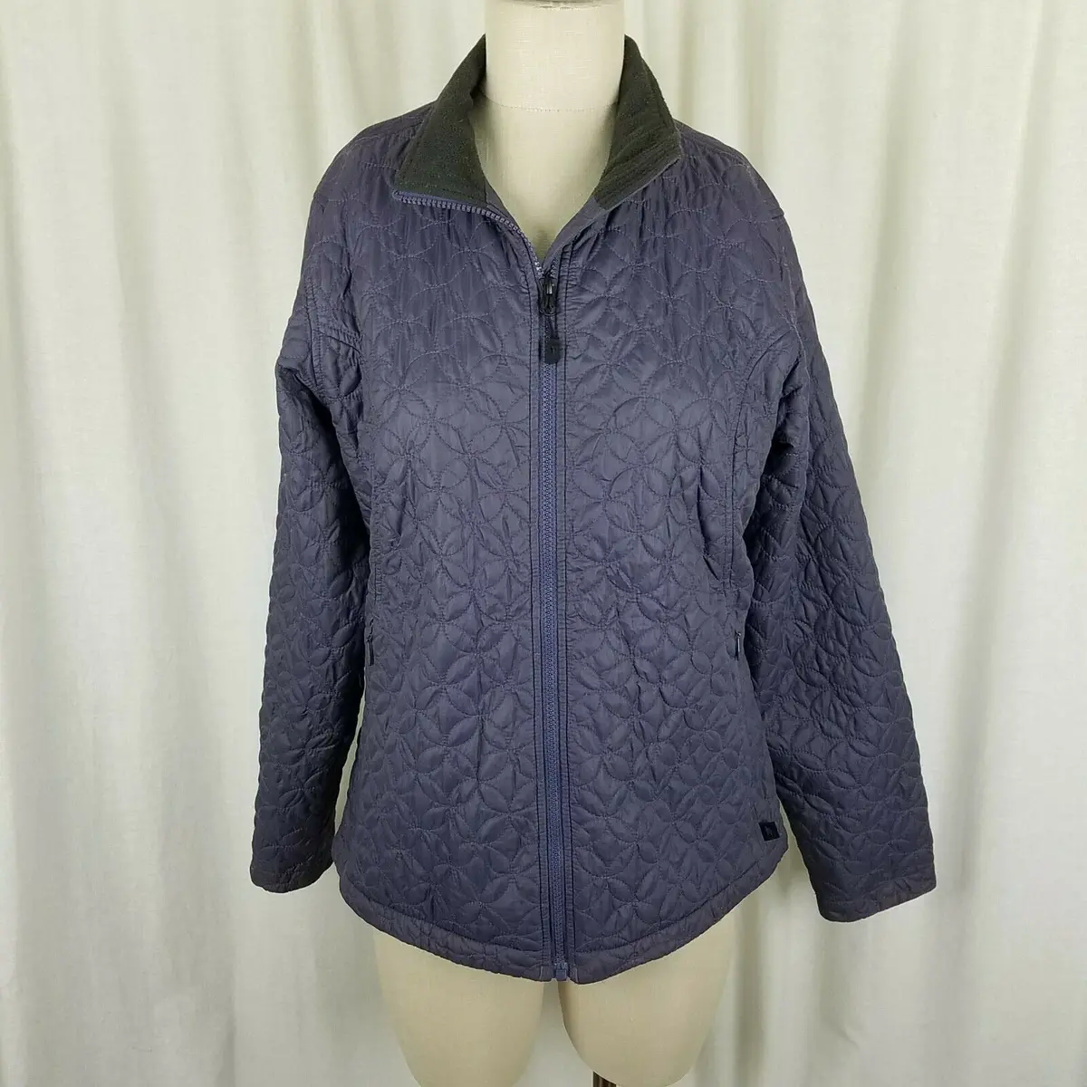 Eastern Mountain Sports Quilted Thermal Lightweight Fleece Lined Jacket Womens L 1