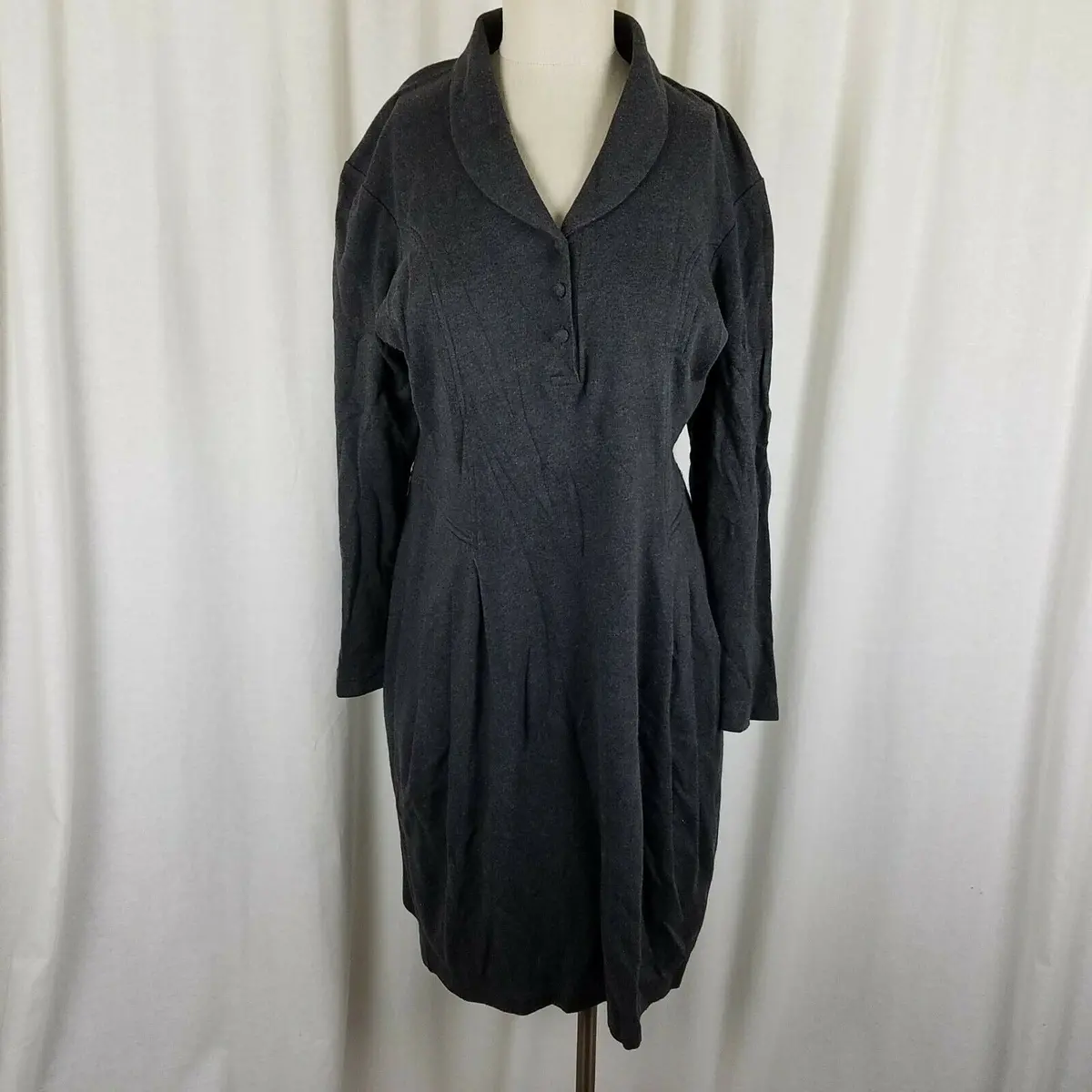 Laura Ashley Vintage Shawl Collar Cotton Jersey Knit Dress Womens 12 Hong Kong 1