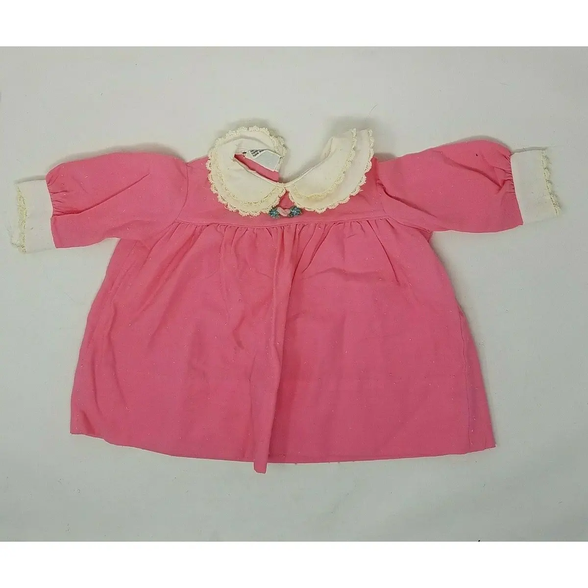 Vintage Pink Double Collared Twirl Long Sleeve Dress Little Girls 3-6 Months 1
