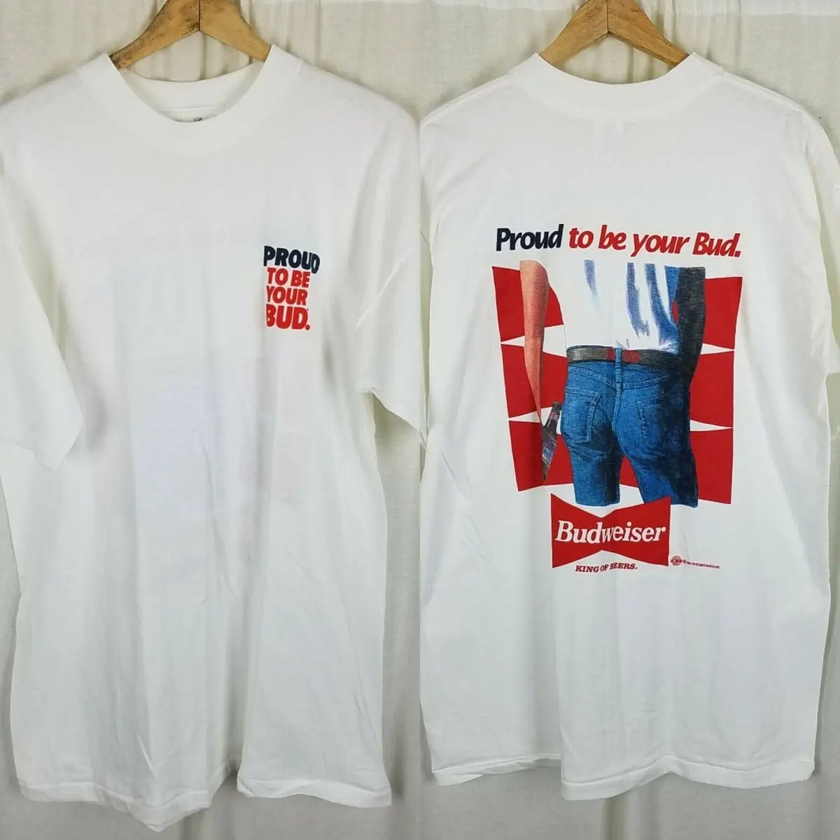 Vintage Budweiser Proud To Be Your Bud Cowboy Double Sided Tshirt Mens Xl 90S 1