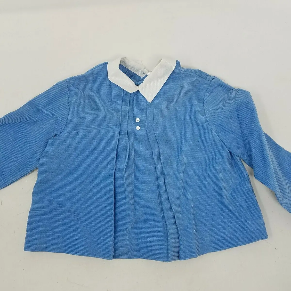 Vintage Agatha Corduroy Collared Top Button Up Back Shirt Baby Boys 12M Blue 1