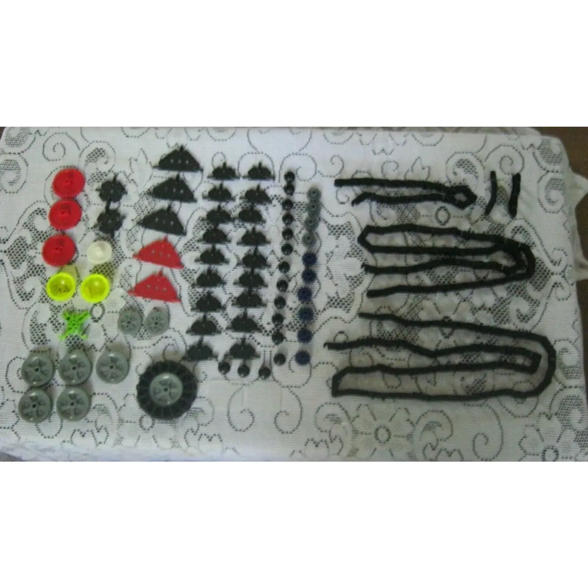 Lot K'nex Wheels Pulleys Gears Chain Links Parts Building Toys Flat Pieces 1