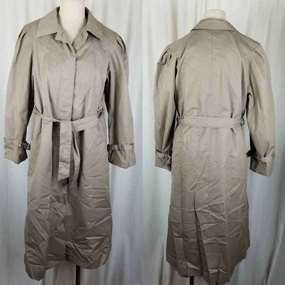 Misty Valley Vintage Plaid Insulated Blanket Lined Rain Trench Coat Womens 10 1