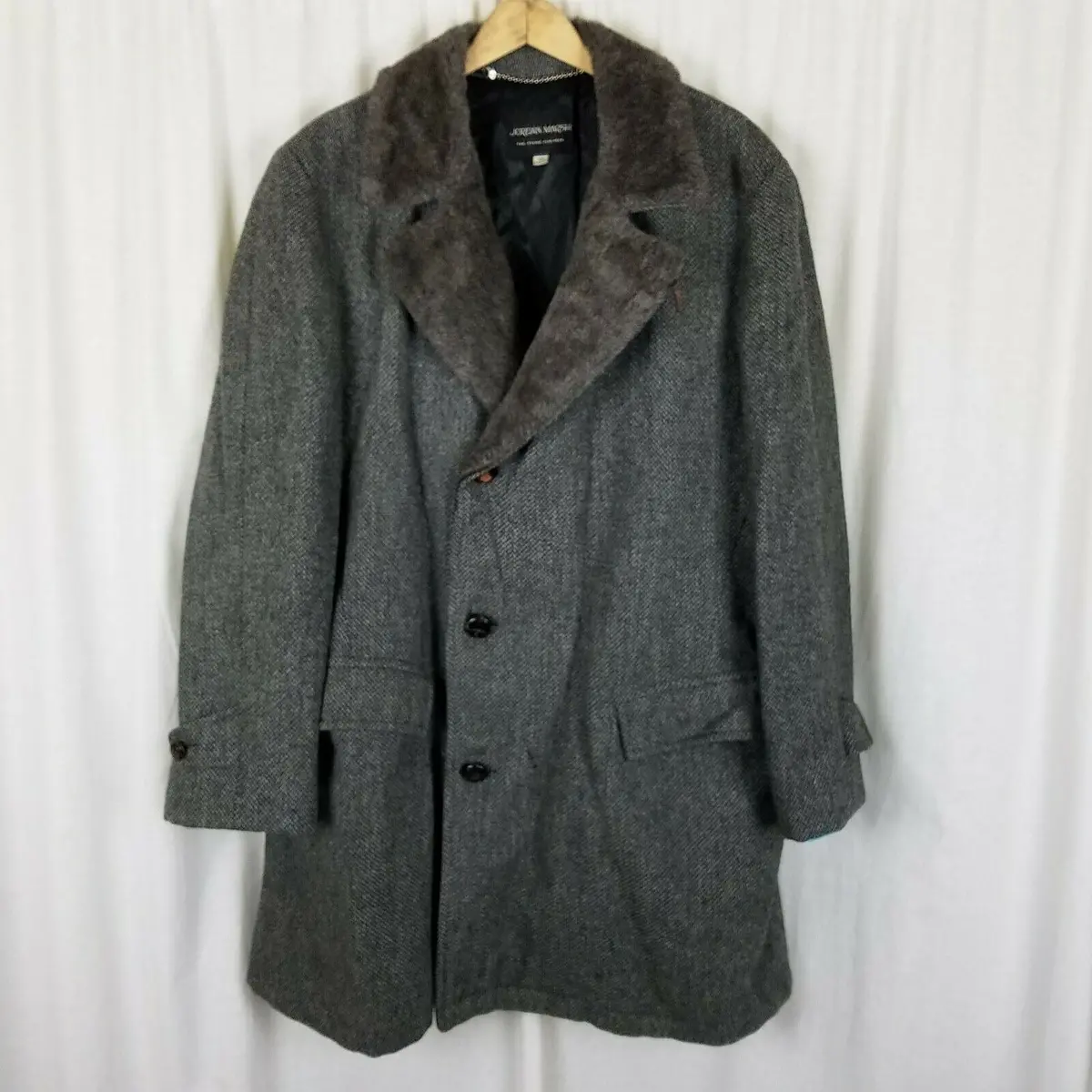 Jordan Marsh Aztec Timme Tuft Alpaca Fur Herringbone Western Peacoat Mens 42 L 1