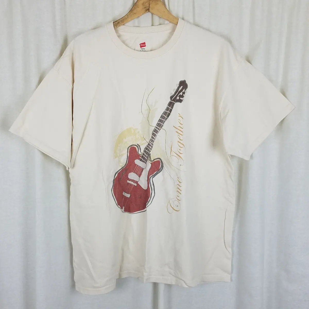 The Beatles Come Together Double Sided Tshirt Mens Xl Hanes Large Guitar Logo 1