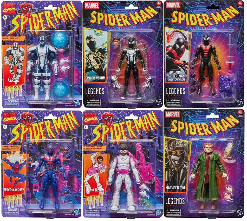 Marvel Legends Retro 26 Spider-Man 6-Pack: Cardiac, Venom, Uncanny/Nightcrawler, 2099, Hypno-Hustler, Owl G2032 Low Stock 1