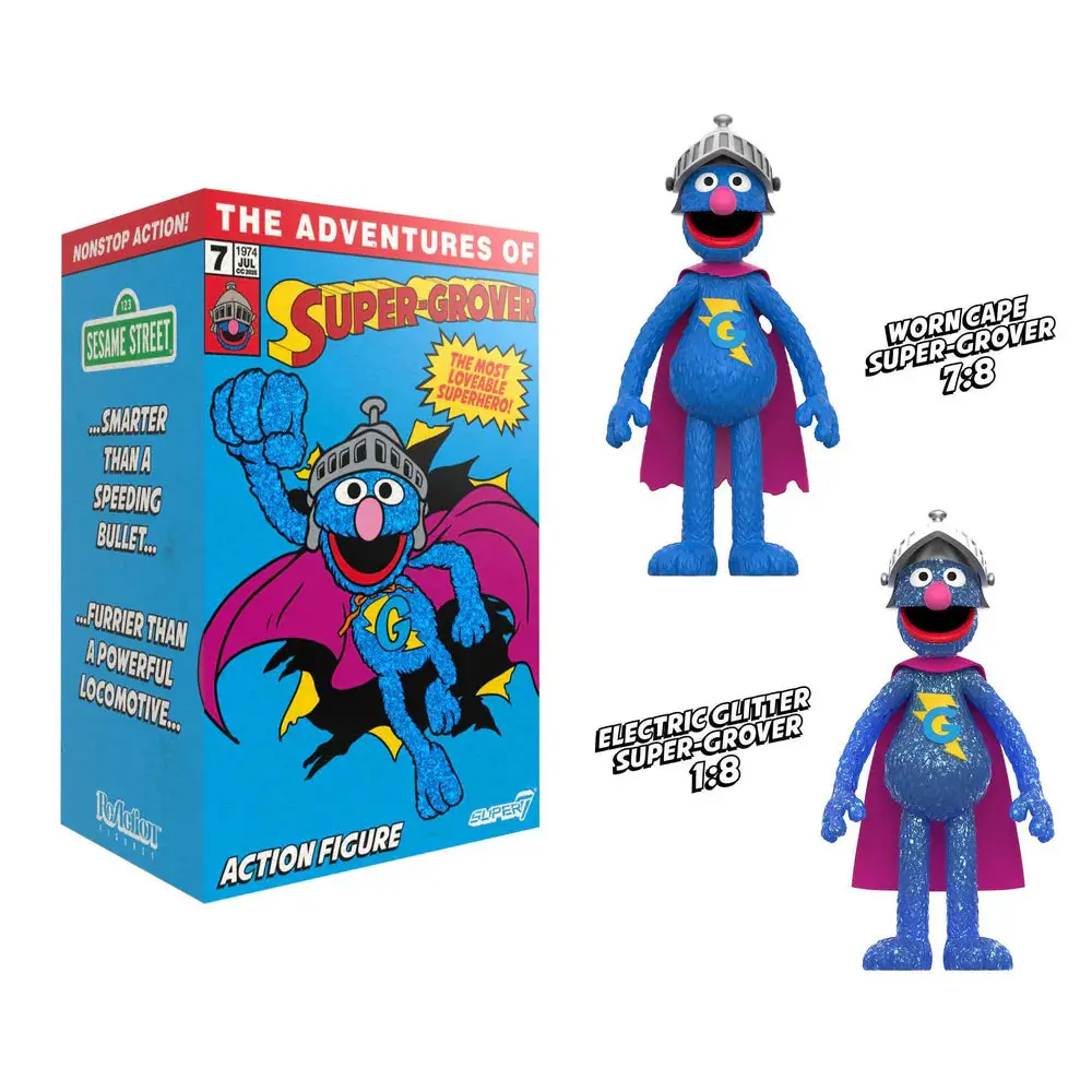 Super7 Reaction Figures - Sesame Street - Super Grover (Sdcc 1:8 Chase) 3.75 Action Figure (80861) Low Stock 1