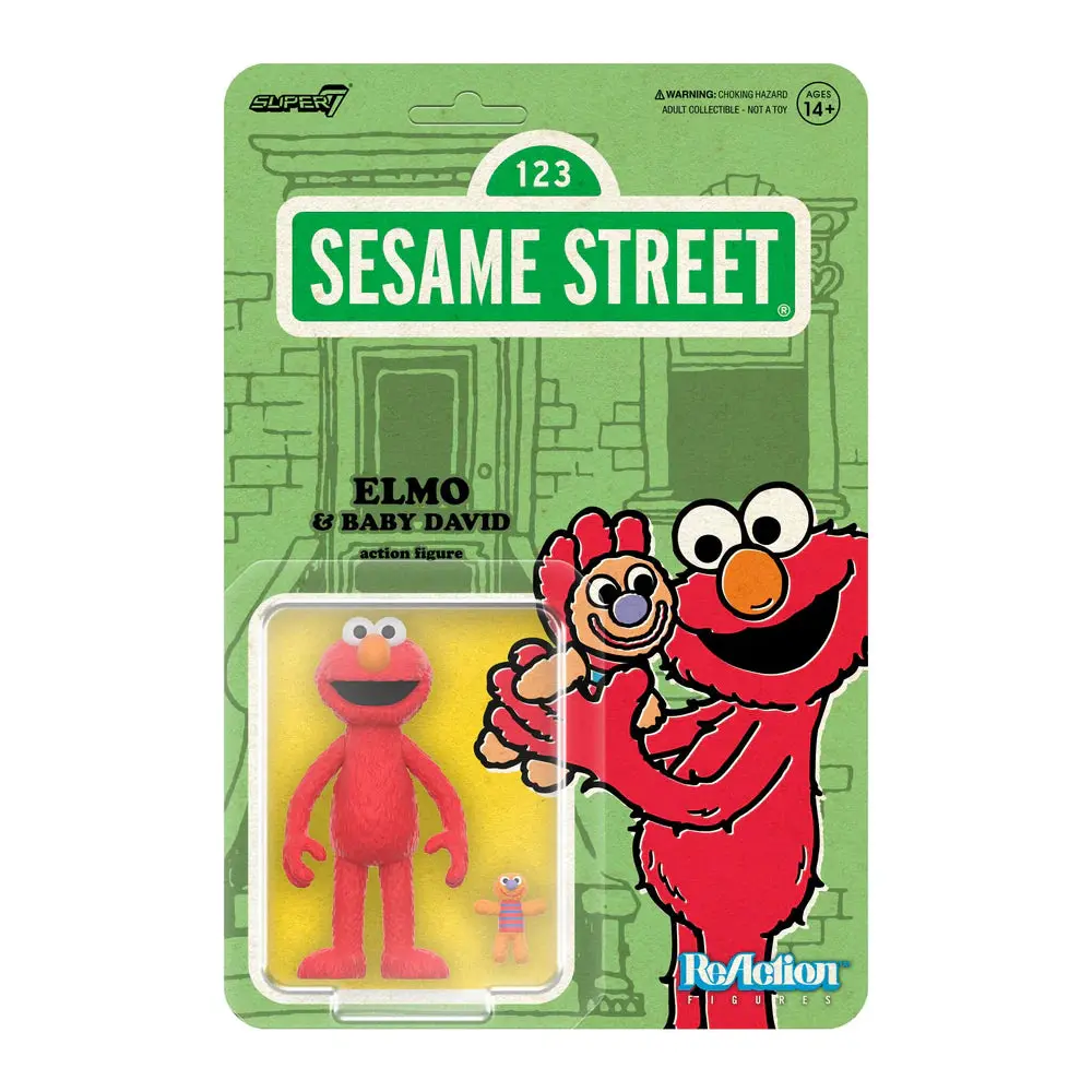 Super7 Reaction Figures - Sesame Street - Wave 4 - Elmo 3.75 Action Figure & Baby David Figure 89954 1
