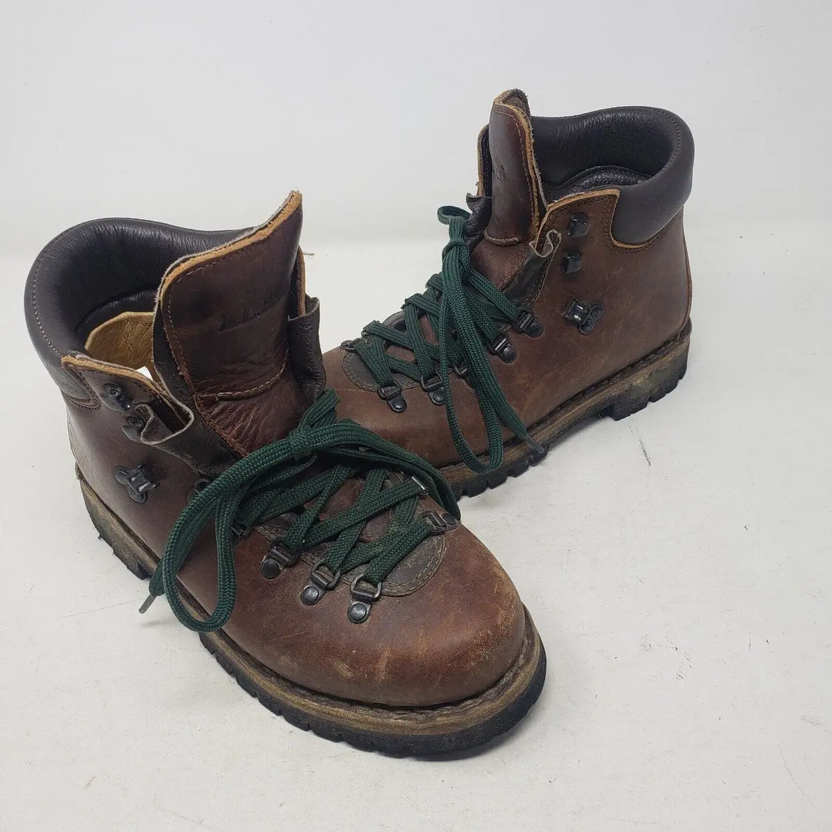 Vintage Scarpa Ll Bean Brown Leather Norwegian Welt Hiking Boots Mens 8 Vibram 1