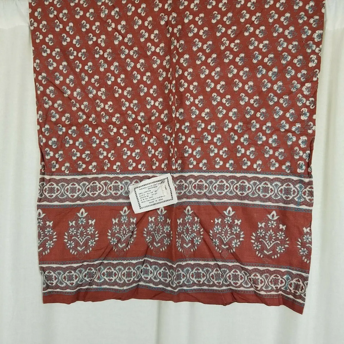 Pier 1 Handloomed Omit Print Bedspread 100% Cotton 72X108 India Twin Coverlet 1