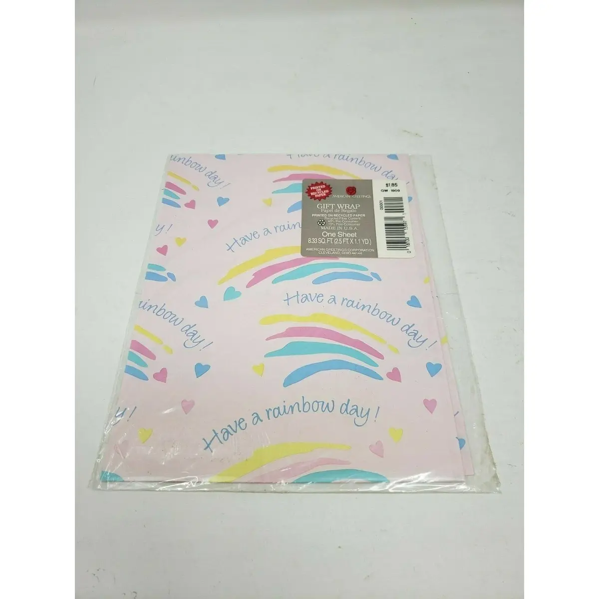 American Greetings Have A Rainbow Day Gift Wrap Wrapping Paper Vintage Usa Pride 1