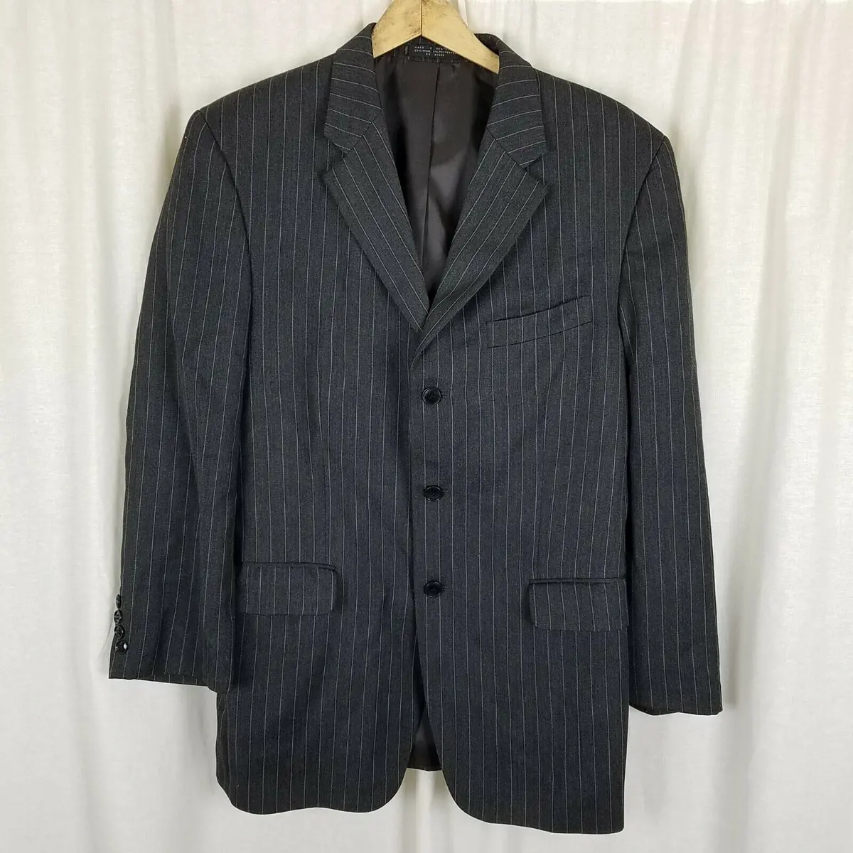Vintage Albert Nipon Pinstriped Worsted Wool Sport Coat Jacket Blazer Mens 40R 1