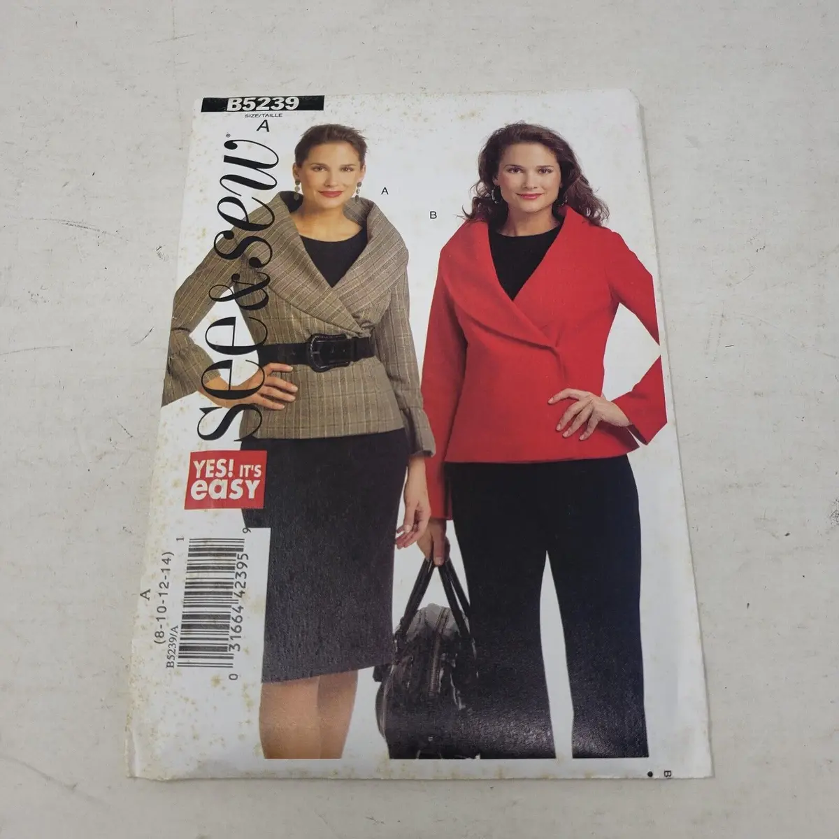 Butterick See & Sew Sewing Pattern B5239 Women Sz 8-10-12-14 Wrap Shawl Jacket 1