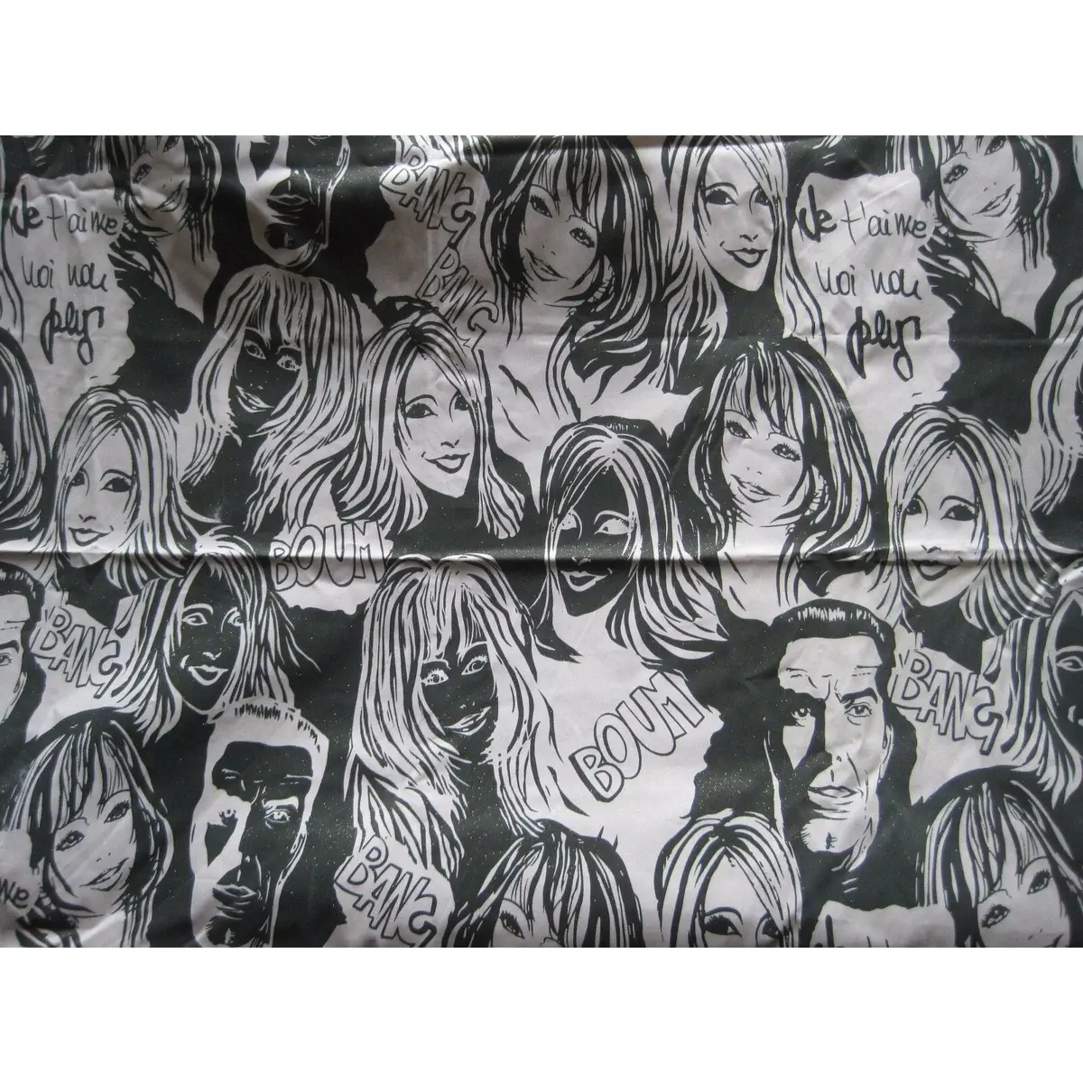 Novelty Cartoon Boum Bang Je T'aime Screenprint Decorator Cotton Fabric 1+ Yards 1