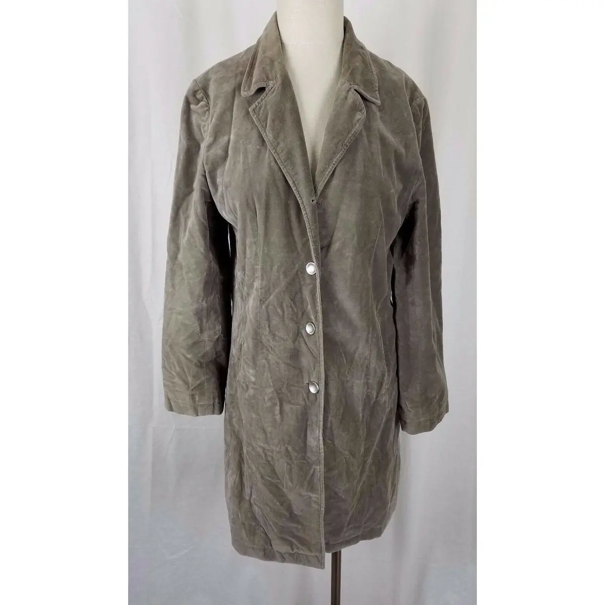J. Jill Brushed Cotton Faux Suede Riding Jacket Short Coat Womens 8 Olive Tan 1