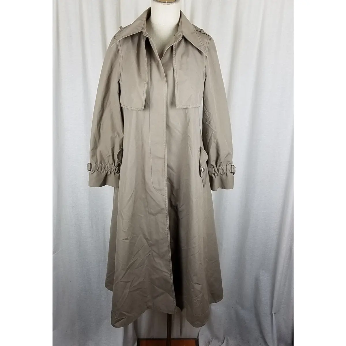 Vintage Fleet Street Long Aline Rain Shine Coat Cape Top Trench Coat Womens 8 Hk 1
