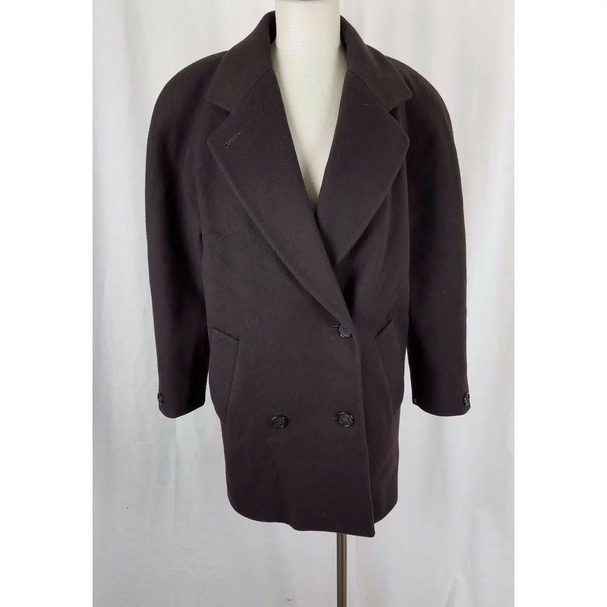 Jones New York Double Breasted Winter Wool Peacoat 3/4 Length Coat Womens L 1