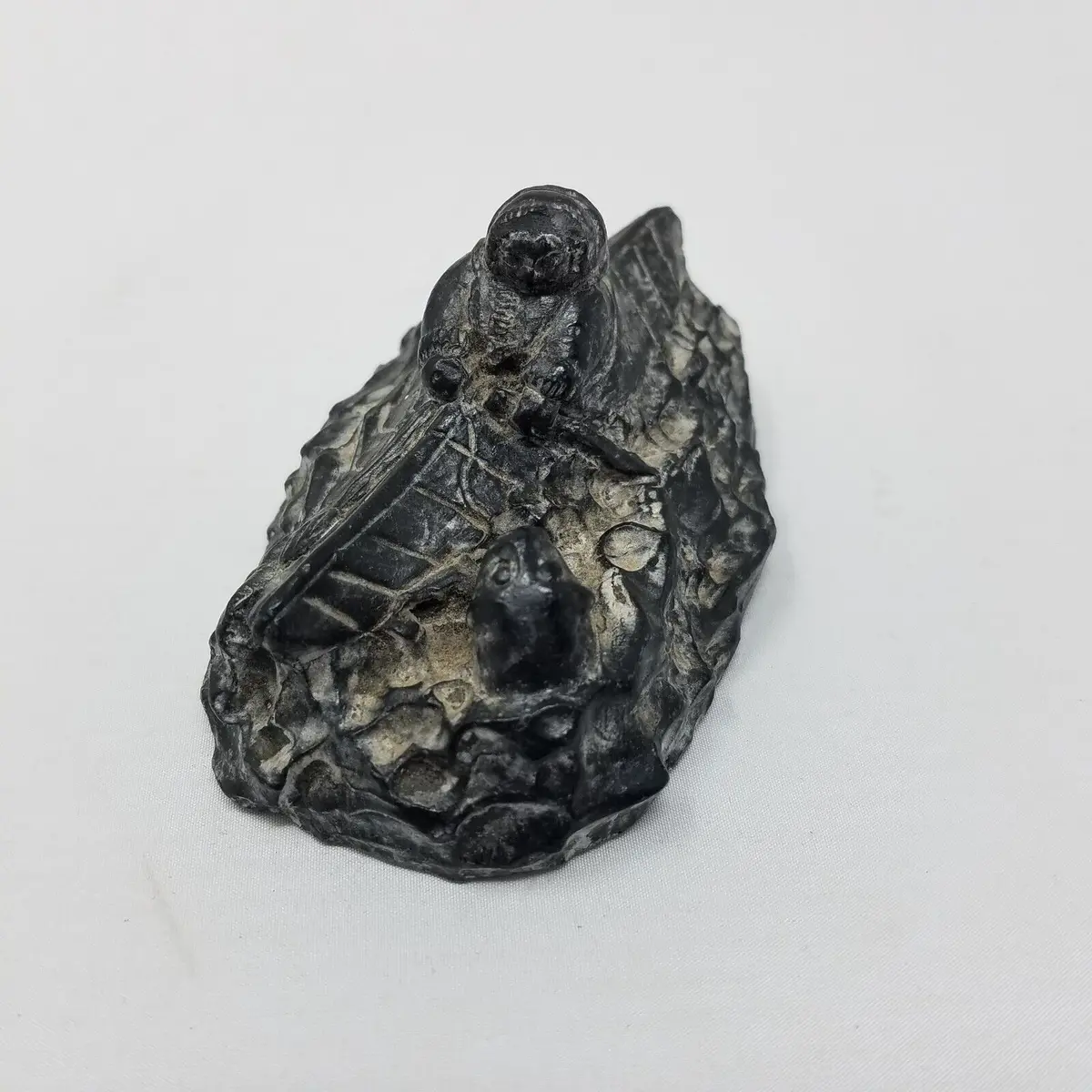 Edmond Wolf Original Inuit Carved Soapstone Sculpture Eskimo In Kayak Seal 4 In 1