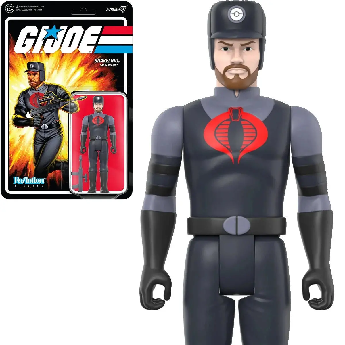 Super7 Reaction Figures - G.I. Joe - Snakeling Cobra Recruit (Beard - Pink) Action Figure (82001) Low Stock 1