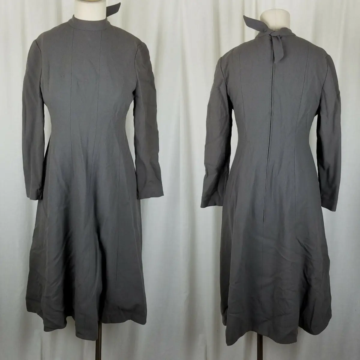 Pauline Trigere Bonwitt Teller Worsted Wool Fit & Flare Dress Womens S M Vintage 1