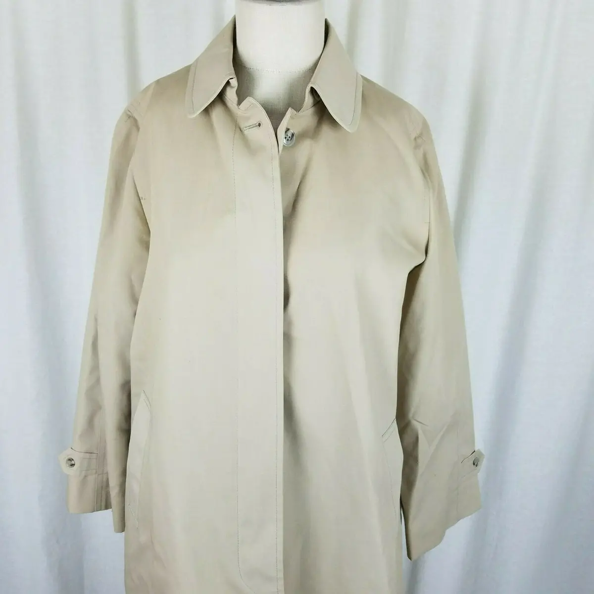 London Fog Maincoats Petites Summer Rain Trench Coat Womens 12P Placket Front 2