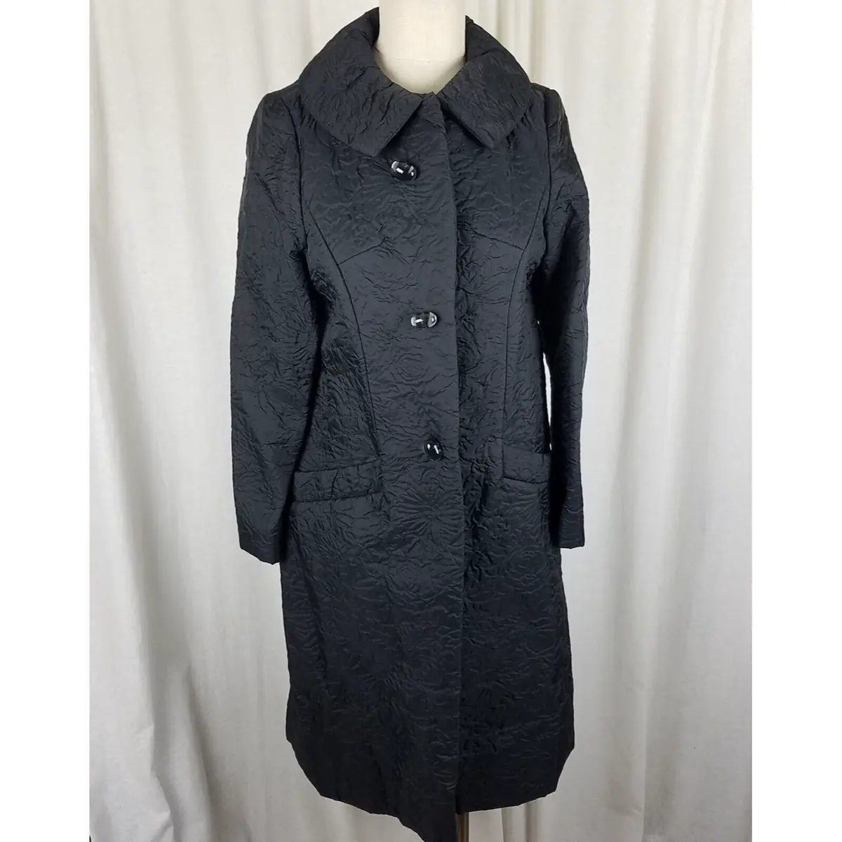 Vintage Main Street Rain Sun Storm Textured Quilted Trench Coat Peacoat Womens S 1