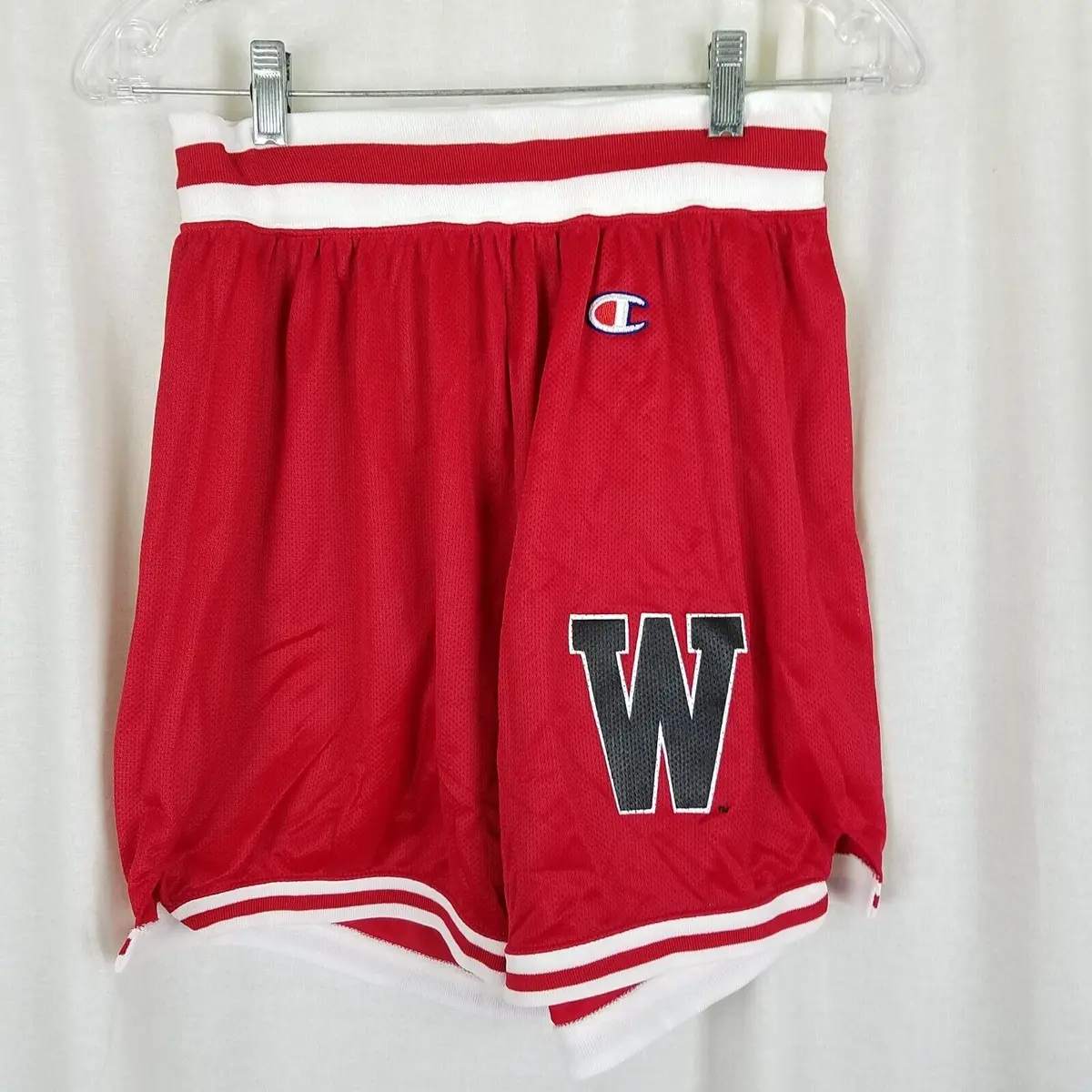 Vintage Champion Wisconsin Badgers Mesh Basketball Shorts Mens L Usa Red 90S 1