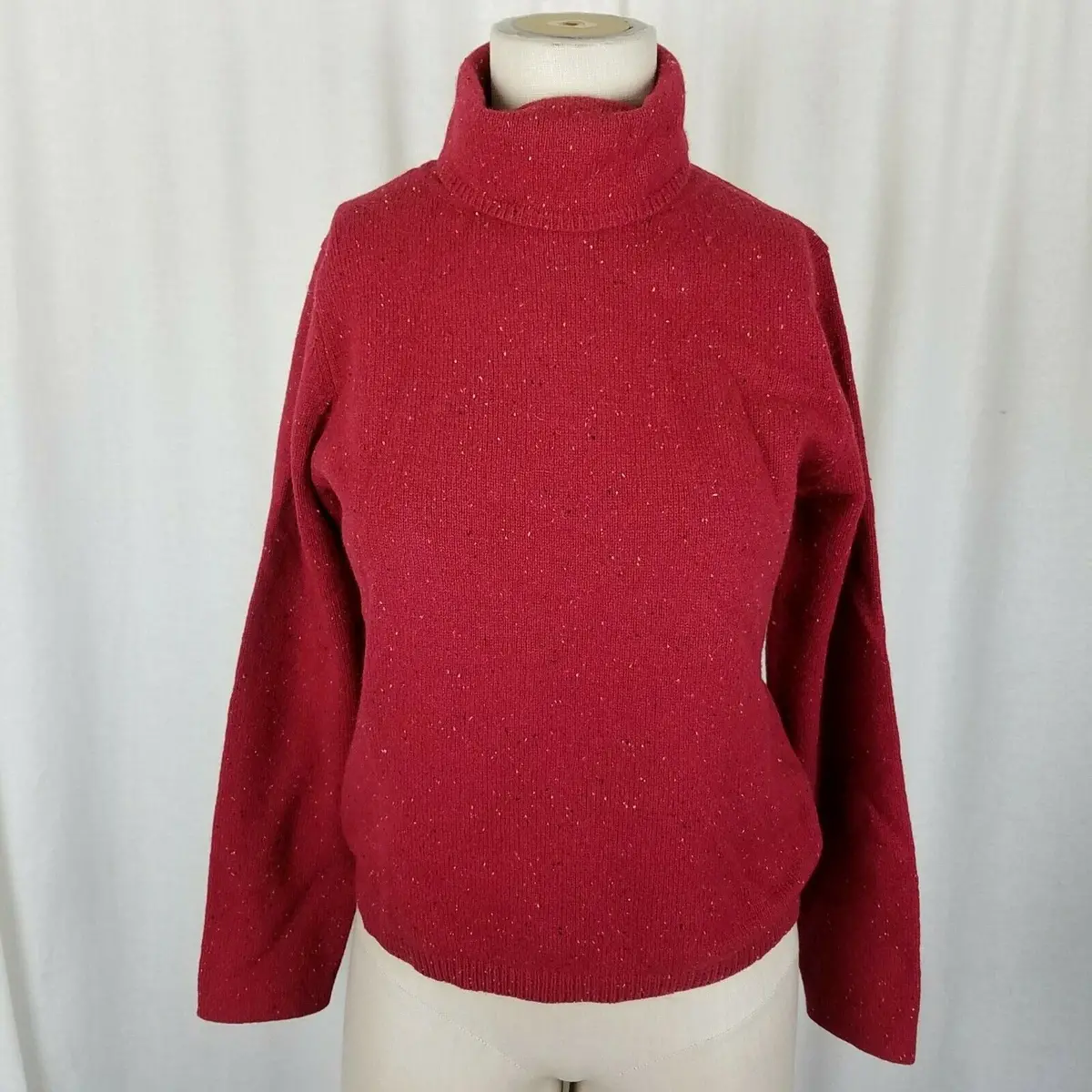 Ll Bean Merino Wool Angora Turtleneck Sweater Womens Xs Mottled Red Lightweight 1