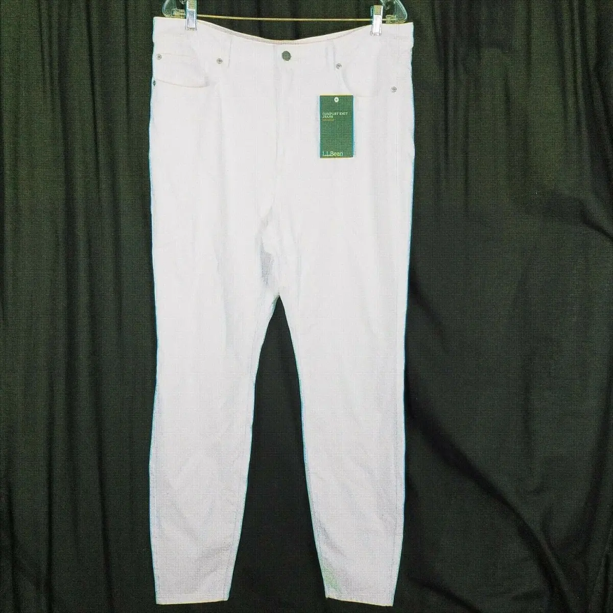 Ll Bean Comfort Knit Classic Fit White Denim Blue Jeans Womens 18 Nwt 298929 1