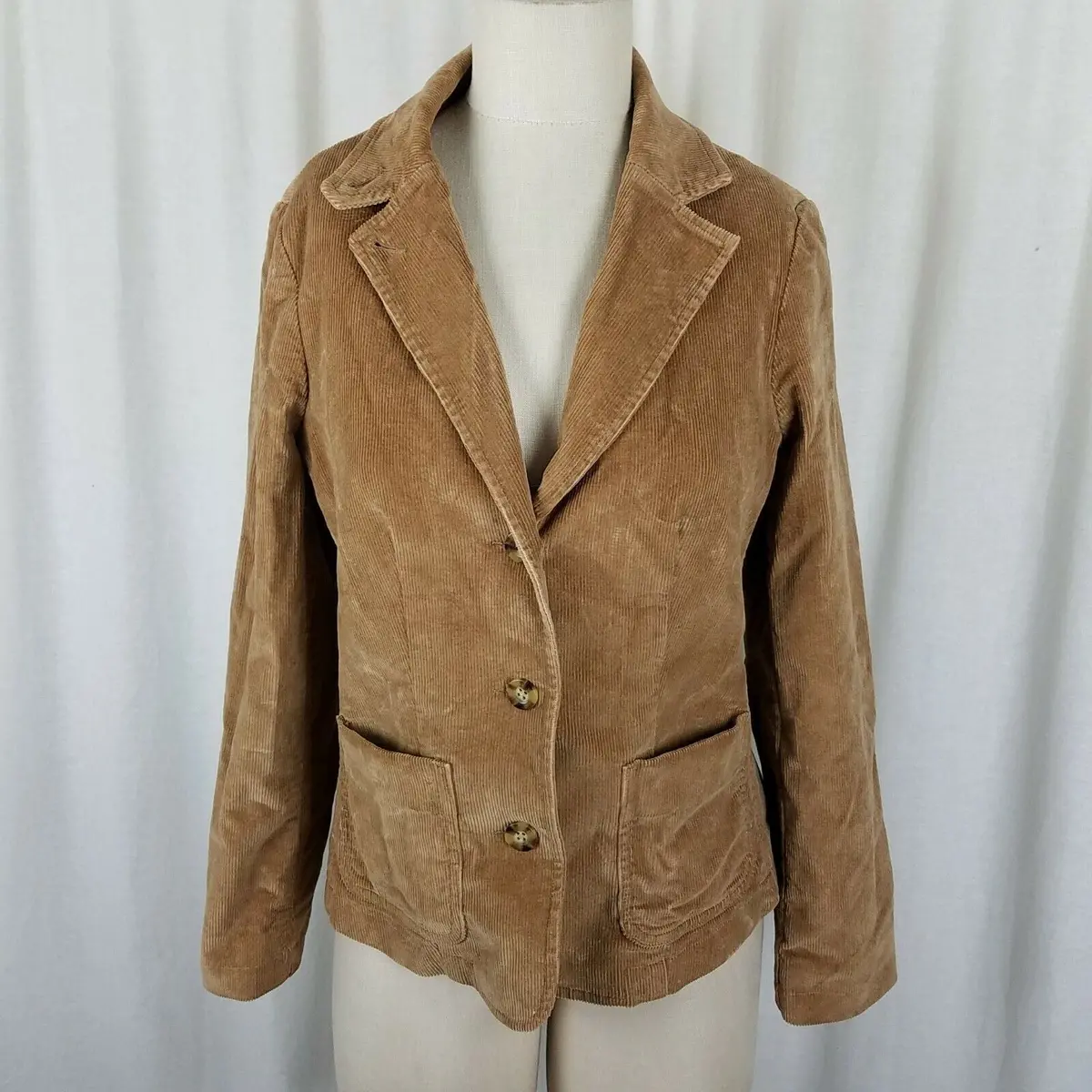Ll Bean Stretch Riding Equestrian Corduroy Blazer Jacket Womens 4P Light Brown 1
