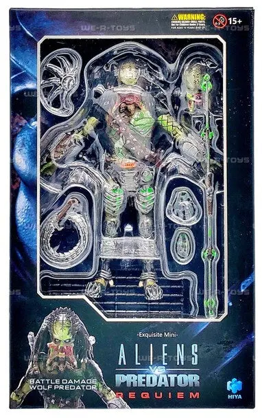Hiya Exquisite Mini - Alien Vs Predator: Requiem: Battle Damage Wolf Predator 1/18 Action Figure 20127 Last One! 1