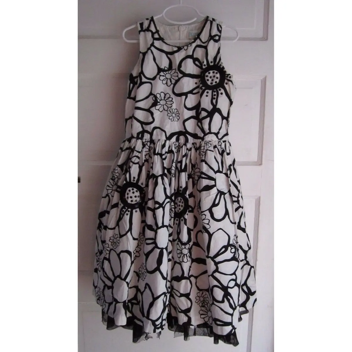 Children's Place Floral Sequins Swing Flounce Twirl Cotton Sun Dress Girls Sz 10 1