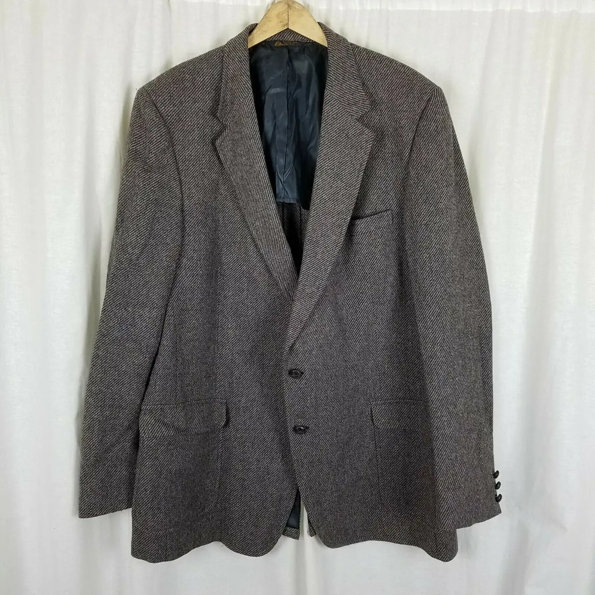 Vintage Kingsridge Diagonal Stripe Wool Tweed Blazer Sport Coat Jacket Mens 40R 1