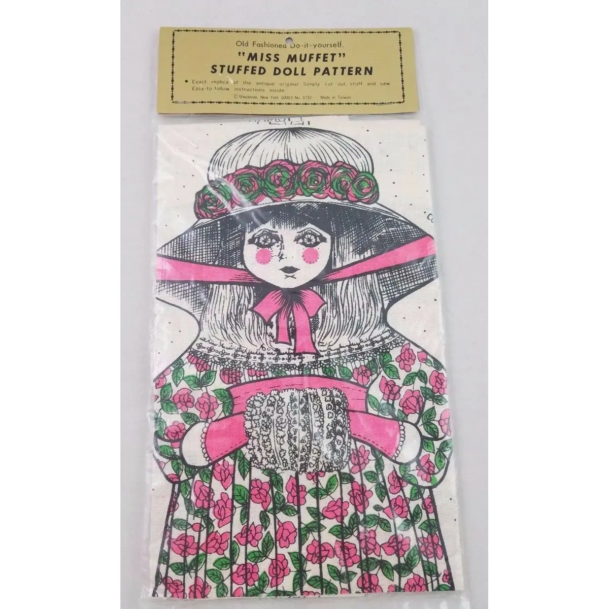 Vintage Miss Muffet Cloth Doll Vintage Sewing Pattern Shackman Cut & Sew Antique 1