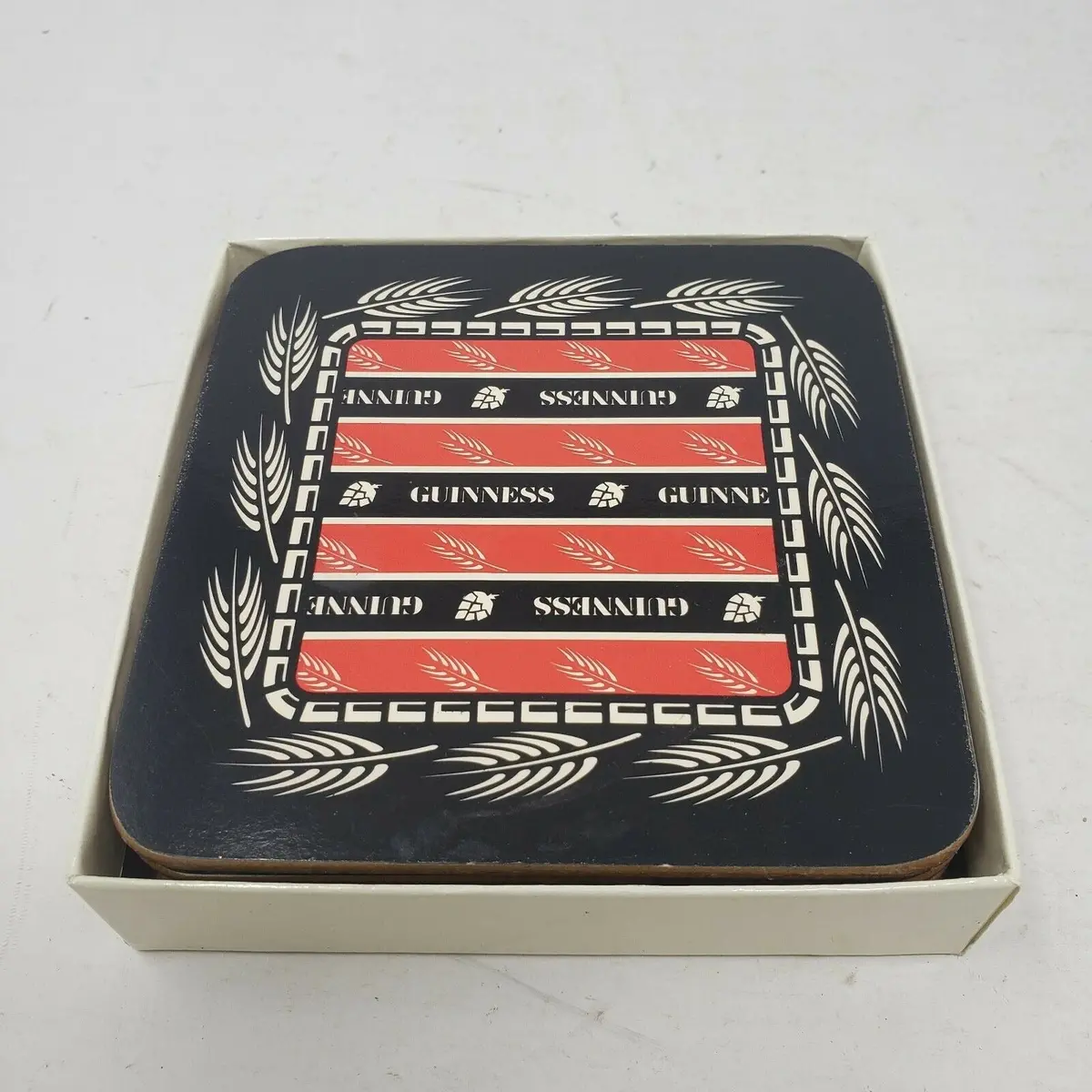 Vintage Guinness Clover Leaf Table Mats Advertising Drink Bar Beer Coasters Set 1