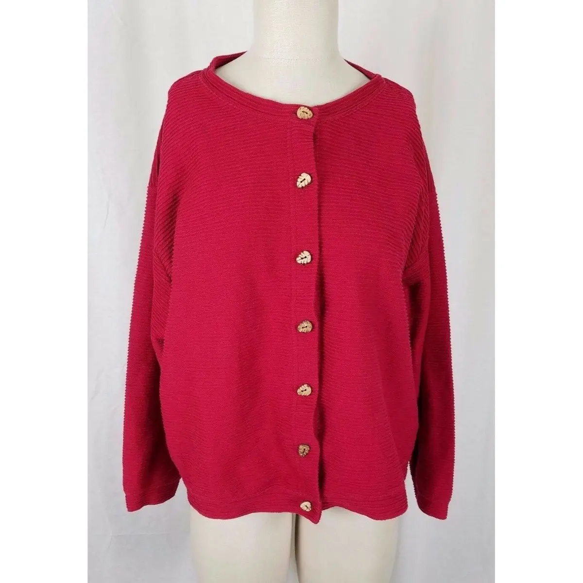 Coldwater Creek Petites Ribbed Jersey Knit Button Up Sweater Jacket Womens Pxl 1