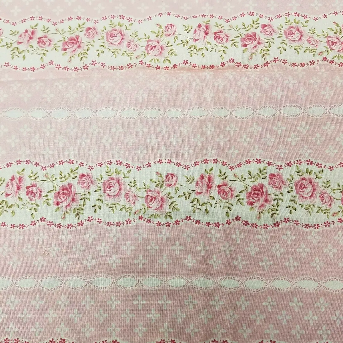 Pink Antique Roses Calico Floral Fabric Hobby Lobby Screenprinted Cotton 1