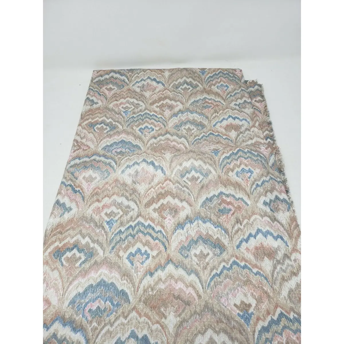 Feather Fan Chintz Sheen Woven Vintage Fabric Material 4+ Yards Pastels Peacock 1