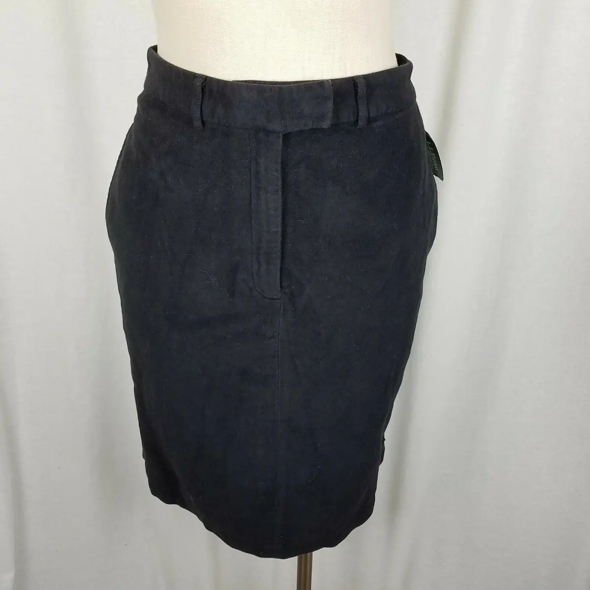 Ll Bean Petites Moleskin Brushed Cotton Black Demi Skirt Womens 6P Vintage Nos 1