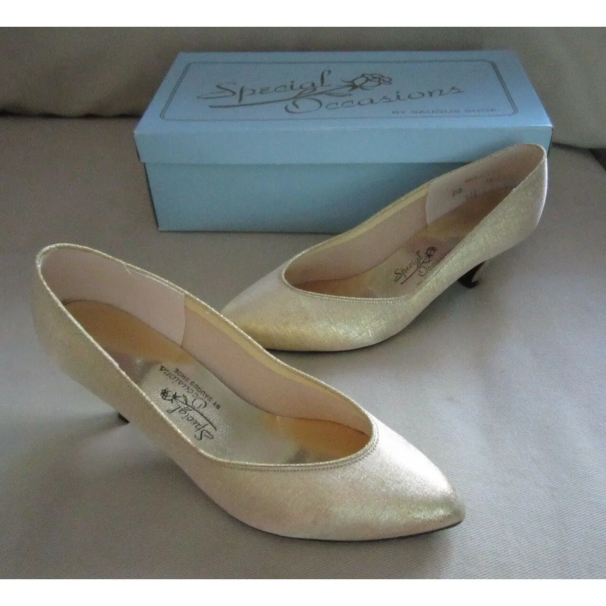 Special Occasions By Saugus Shoes Gold High Heels Pumps Womens Size 6.5 Us 266 1