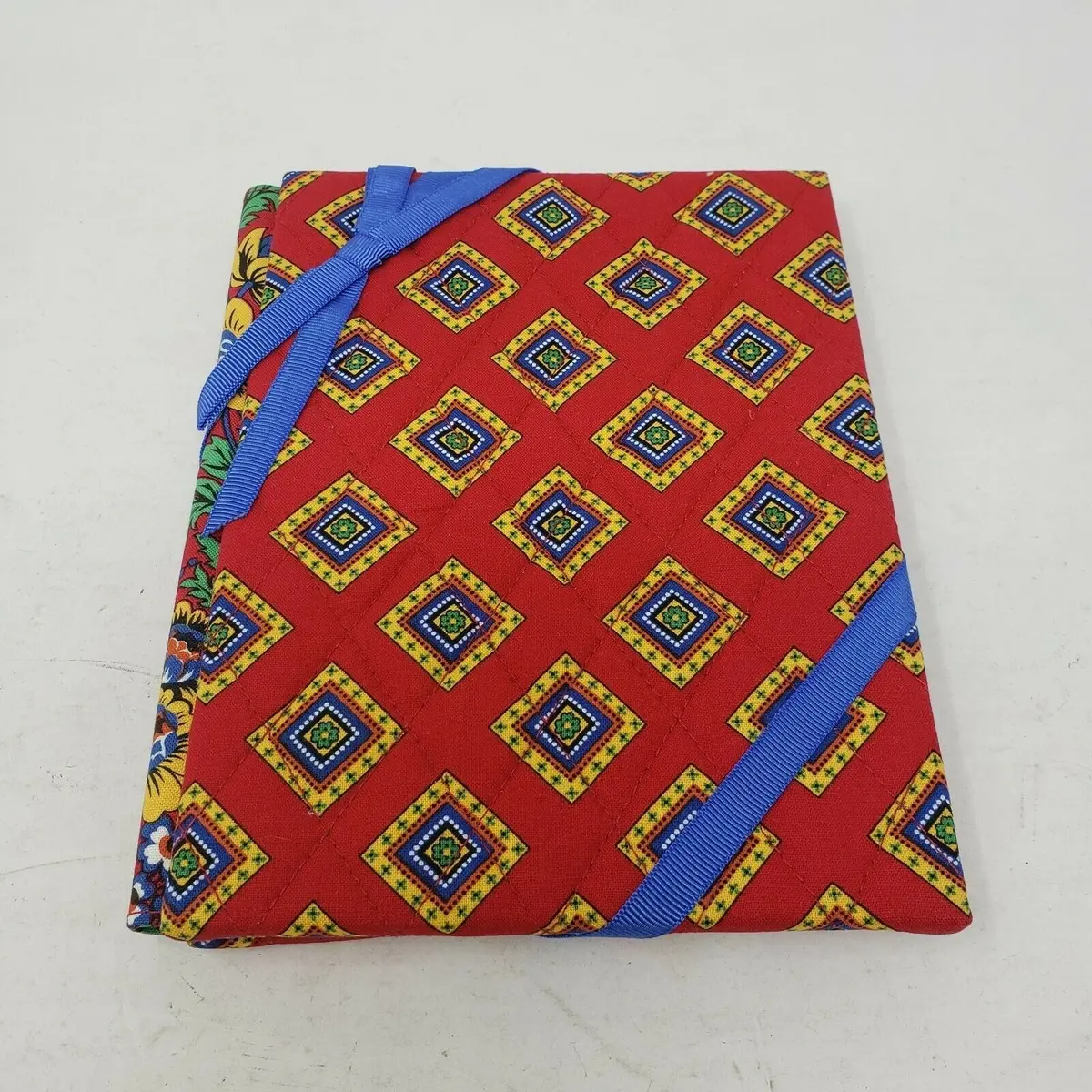 Vera Bradley Double Photo Quilted Fabric Bifold Picture Frame Villa Red Retired 1