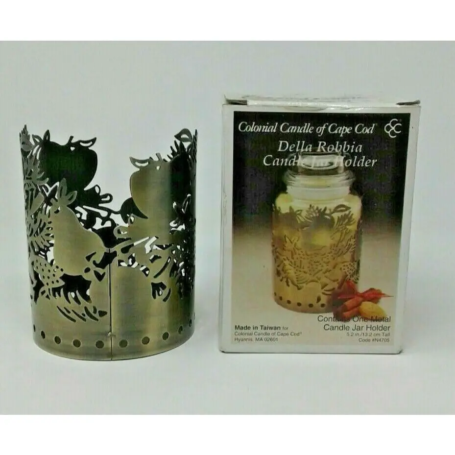 Colonial Candle Of Cape Cod Della Robbin Candle Jar Holder Metal Brass Finish 1