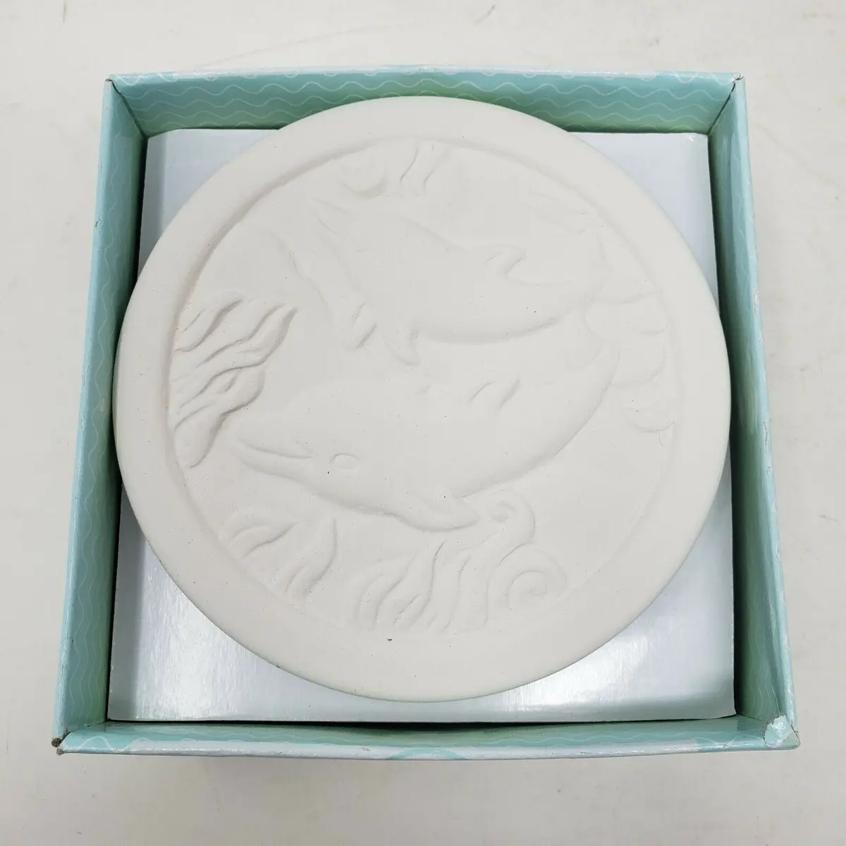Beachcomber Terracotta Sea Coasters Dolphins Waterproof Thirsty Stone 3D Raised 1