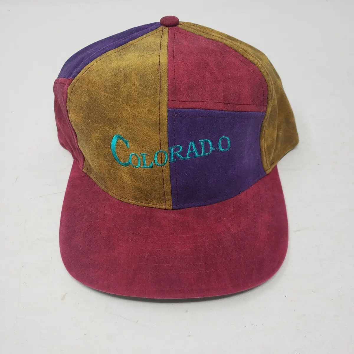 Vintage Colorado Colorblock Pinwheel Baseball Hat Cap Mens Os Snapback Patchwork 1