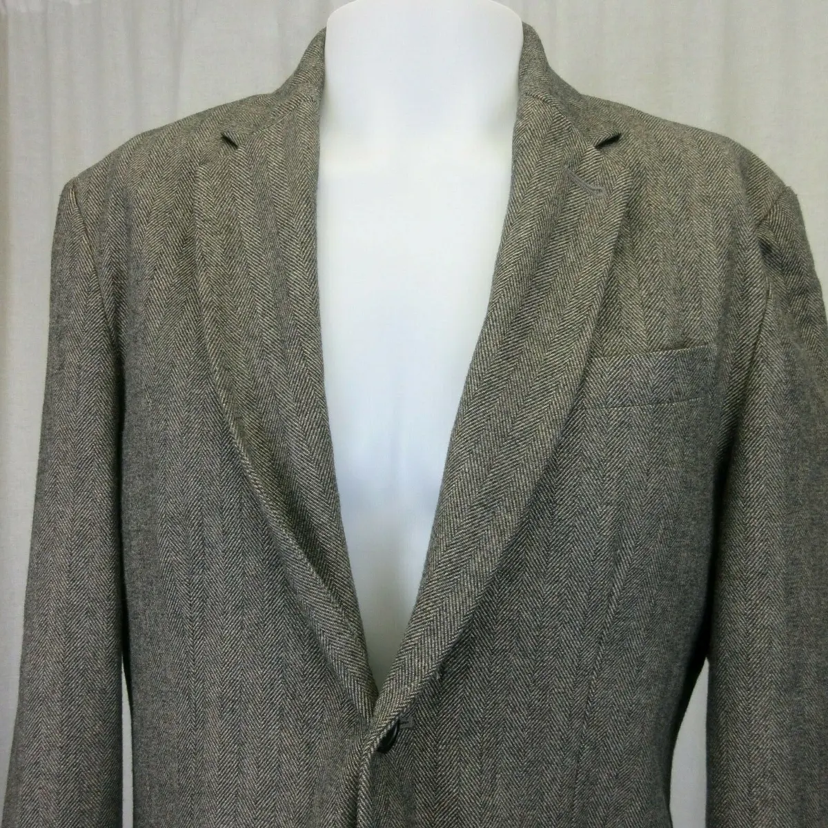Banana Republic Herringbone Tweed Wool Sport Coat Jacket Blazer Mens 40 Gray 2