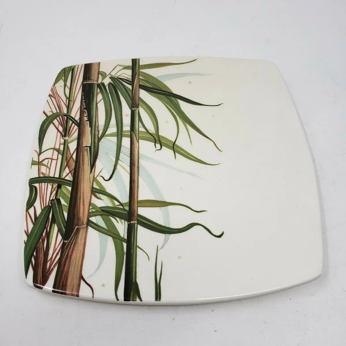 Italian Ceramics Company Laguna 11" Hand Painted Square Bamboo Plate Dinner 1