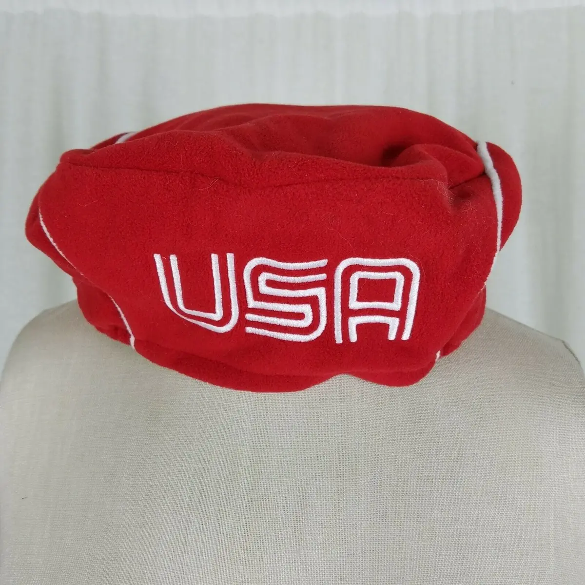 New 2006 Roots Usa Torino Olympics Beret Hat Red Fleece Adjustable L/Xl Nwt 1