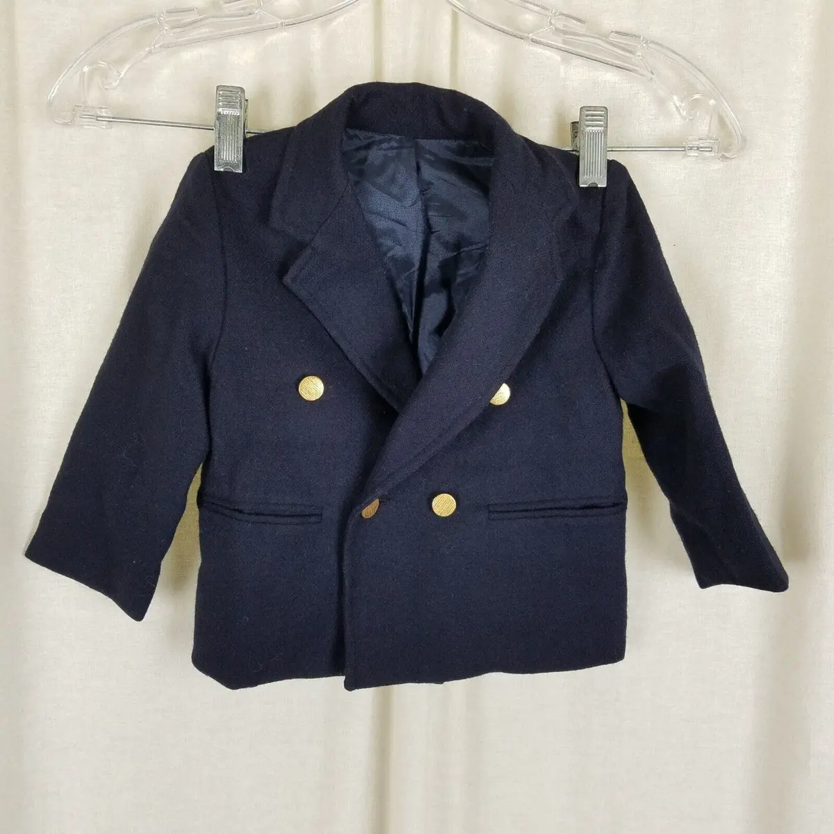 Vtg Toddler Boys Imp Originals Navy Military Look Blazer Suit Jacket Coat Size 2 1