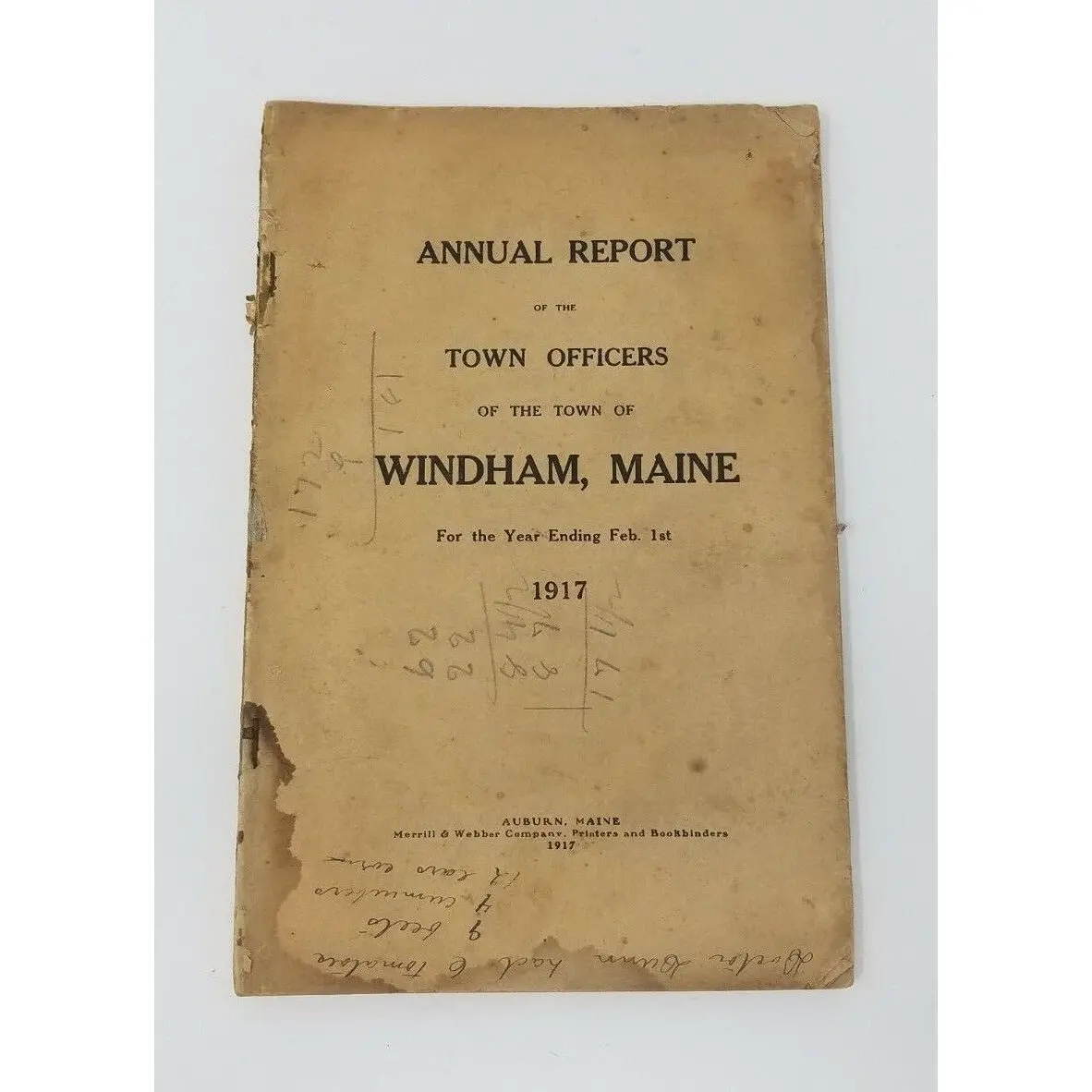 Annual Report Town Officers Of Windham Maine February 1 1917 Cumberland County 1